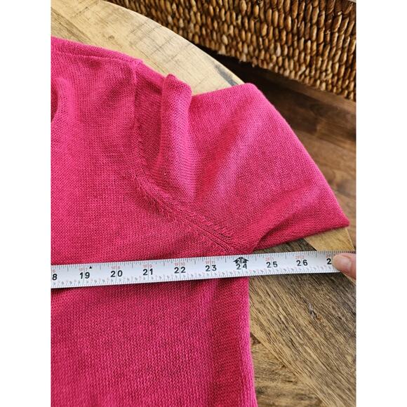 Eileen Fisher 100% Linen Drape Front Open Cardigan Sweater Women's Size L Pink - Picture 8 of 9
